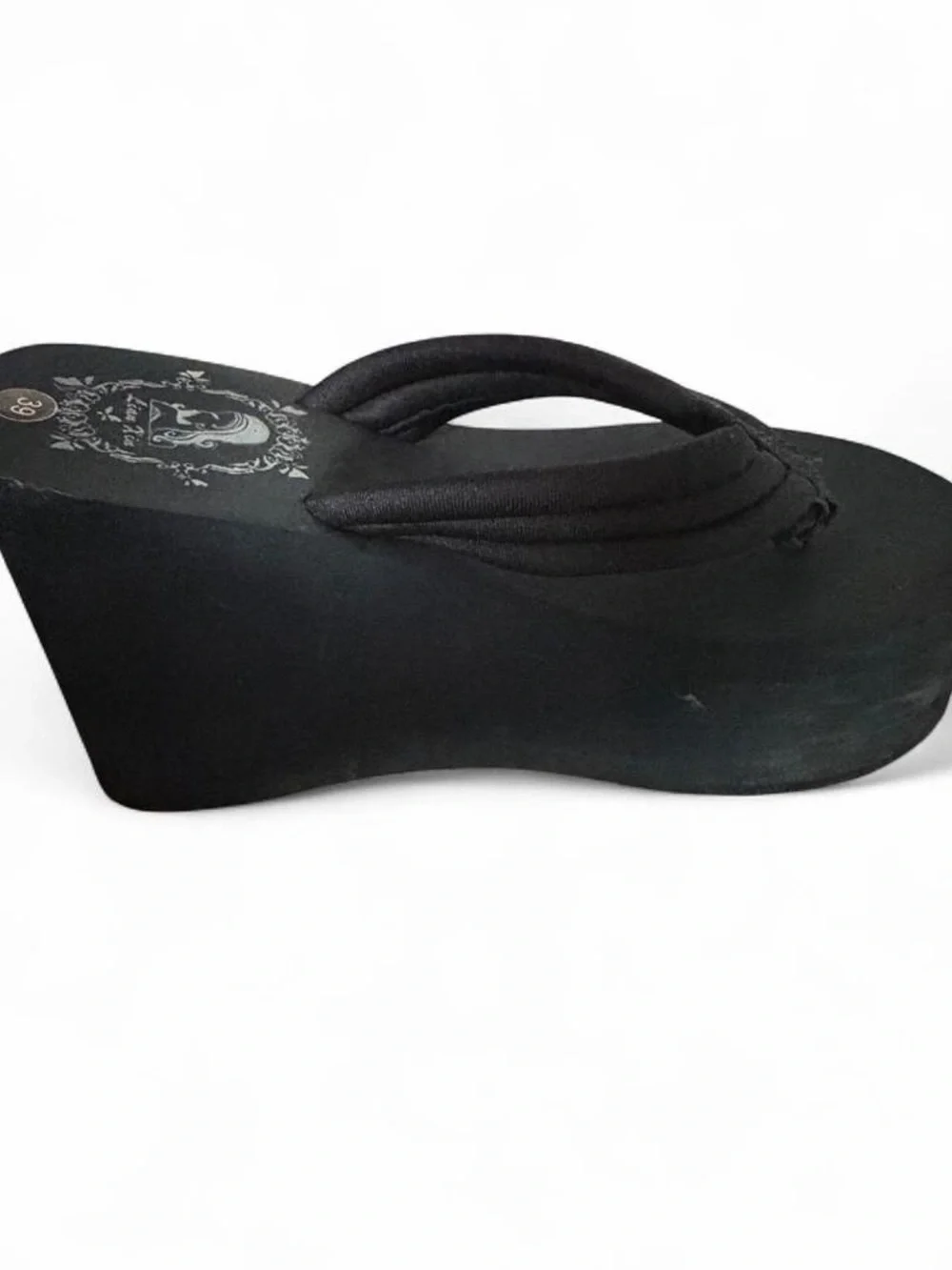 Black Wedge Flip-Flop Sandal for Women